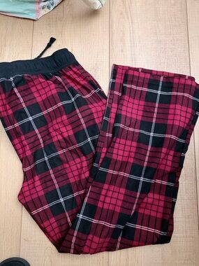 Red and black plaid pj pants